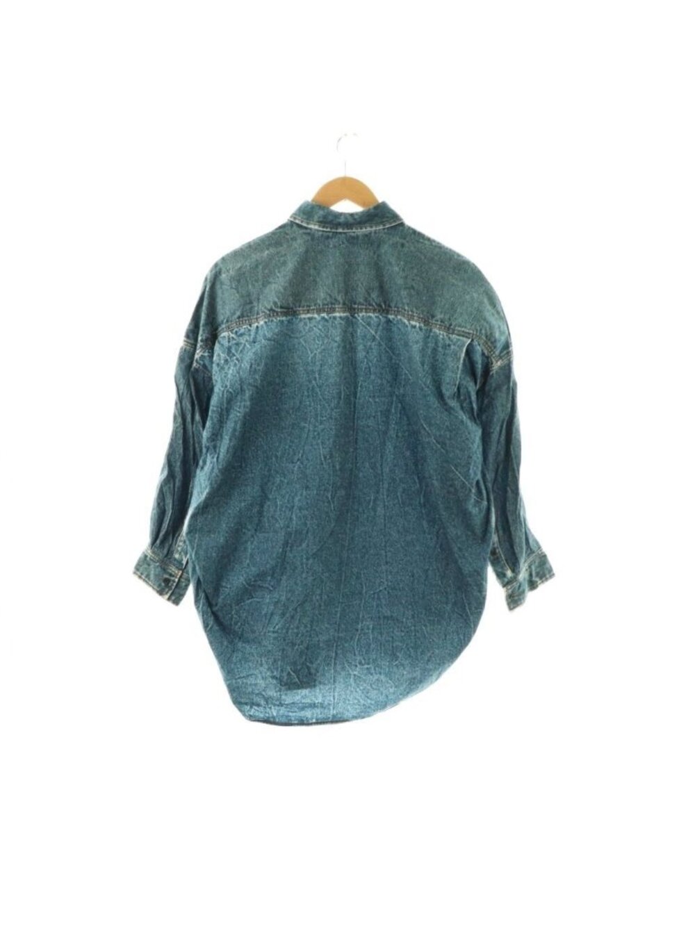 Balenciaga Transfer Print Long Sleeve Denim Shirt XS Indigo CX - Picture 2 of 5